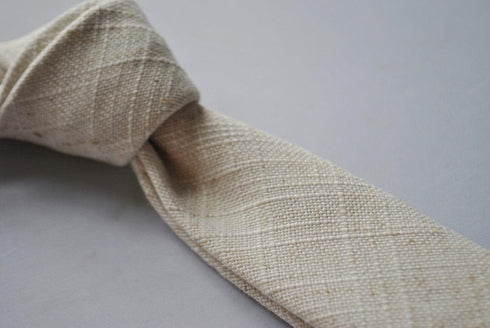 ivory textured linen skinny tie